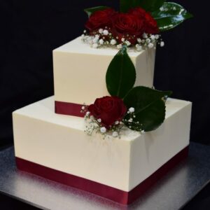 2-tier Smooth Buttercream with Ribbon - Customer to provide flowers