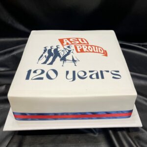 Corporate - Iced Square with Ribbon and Flat Edible Image