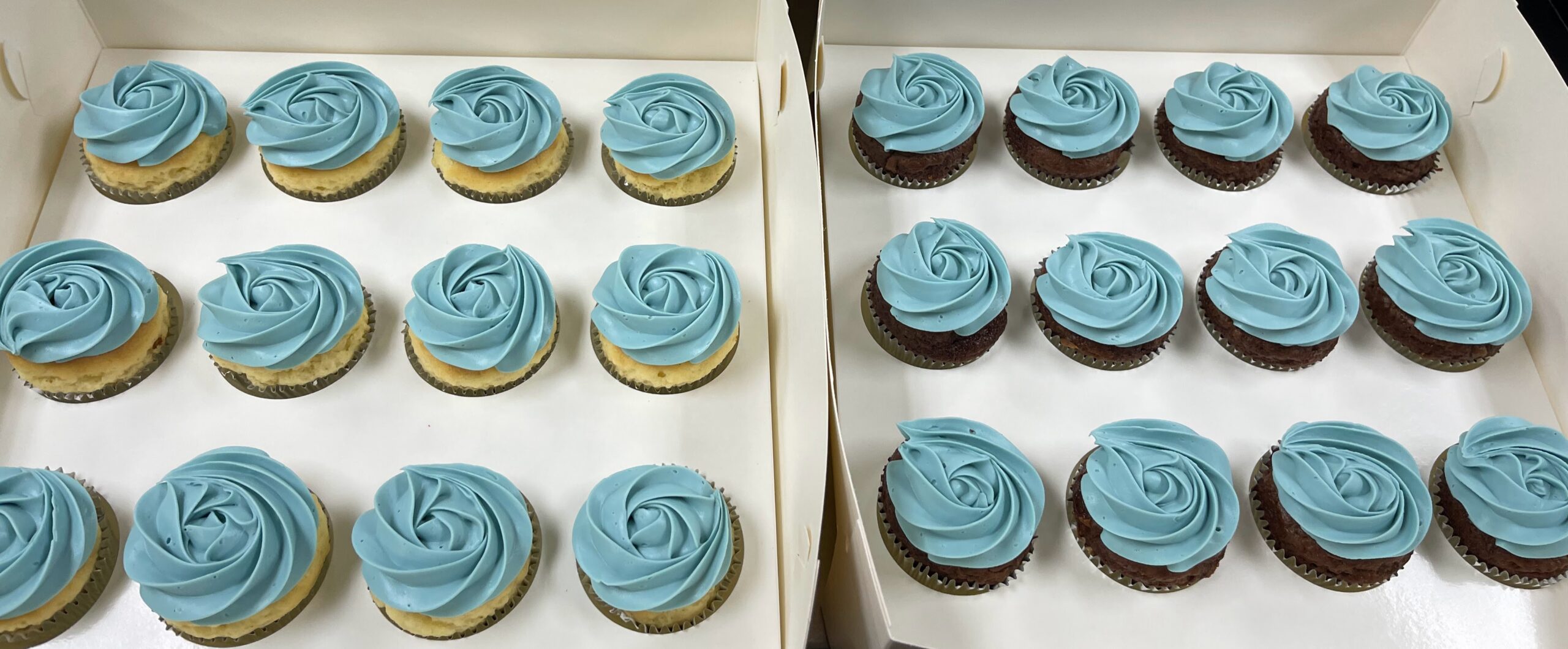 Pastel-coloured Frosting Cupcakes, Silver Patty Pans