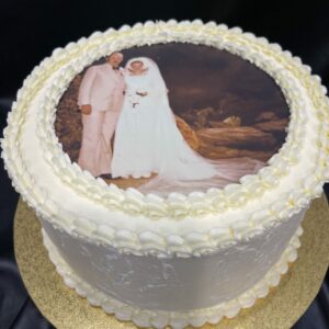 Anniversary Edible Image on Textured Vintage Buttercream