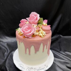 Extended Height with Pink Drip, Flowers and Popcorn