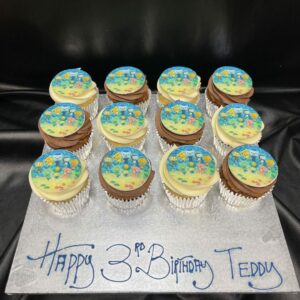 Edible Image Toppers on Cupcakes - Arranged on Board