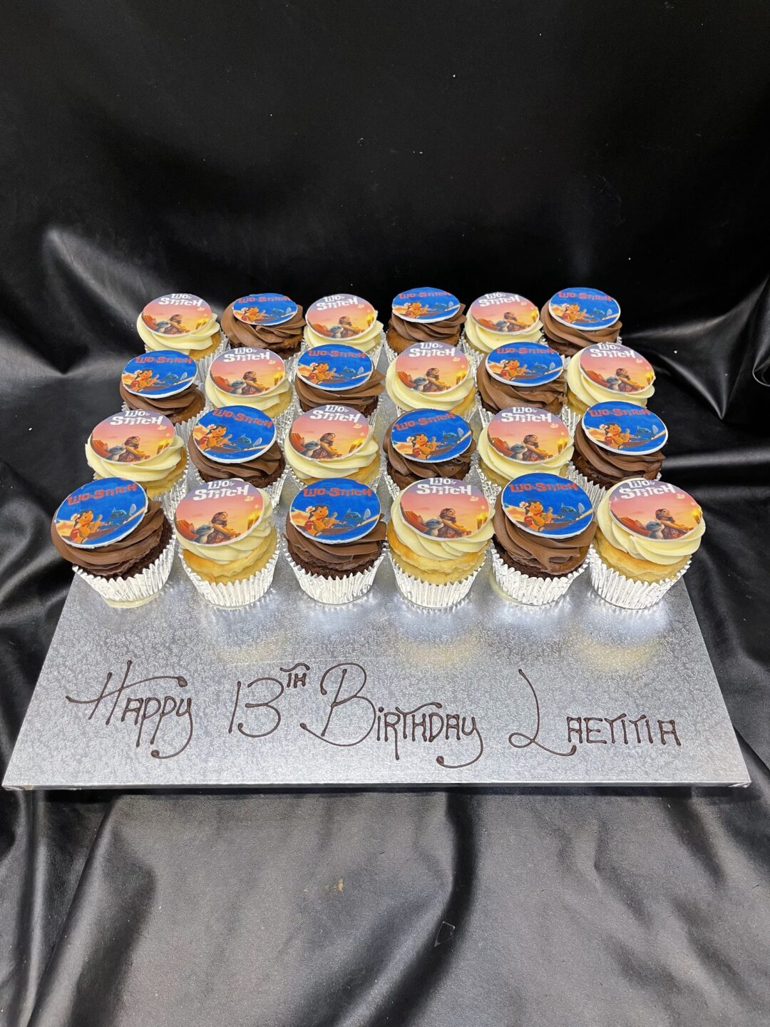 Edible Image Toppers on Cupcakes - Arranged on Board