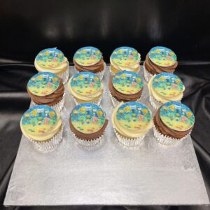 Edible Image Toppers on Cupcakes - Arranged on Board