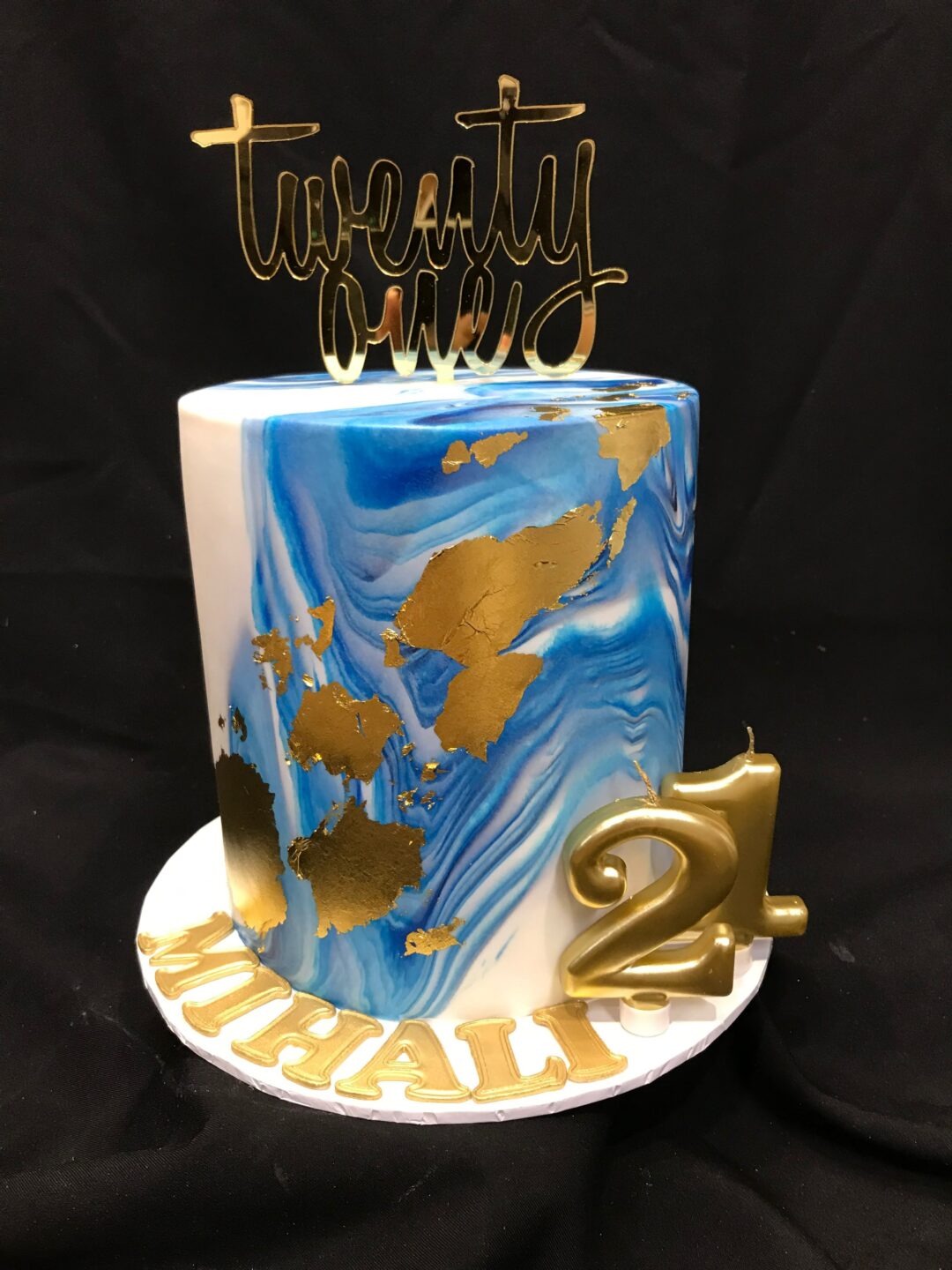 8 inch Blue & Gold Overload Birthday Cake – Zara Cakes