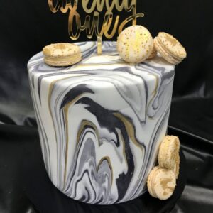 Marbled Icing with Gold Leaf and Topper