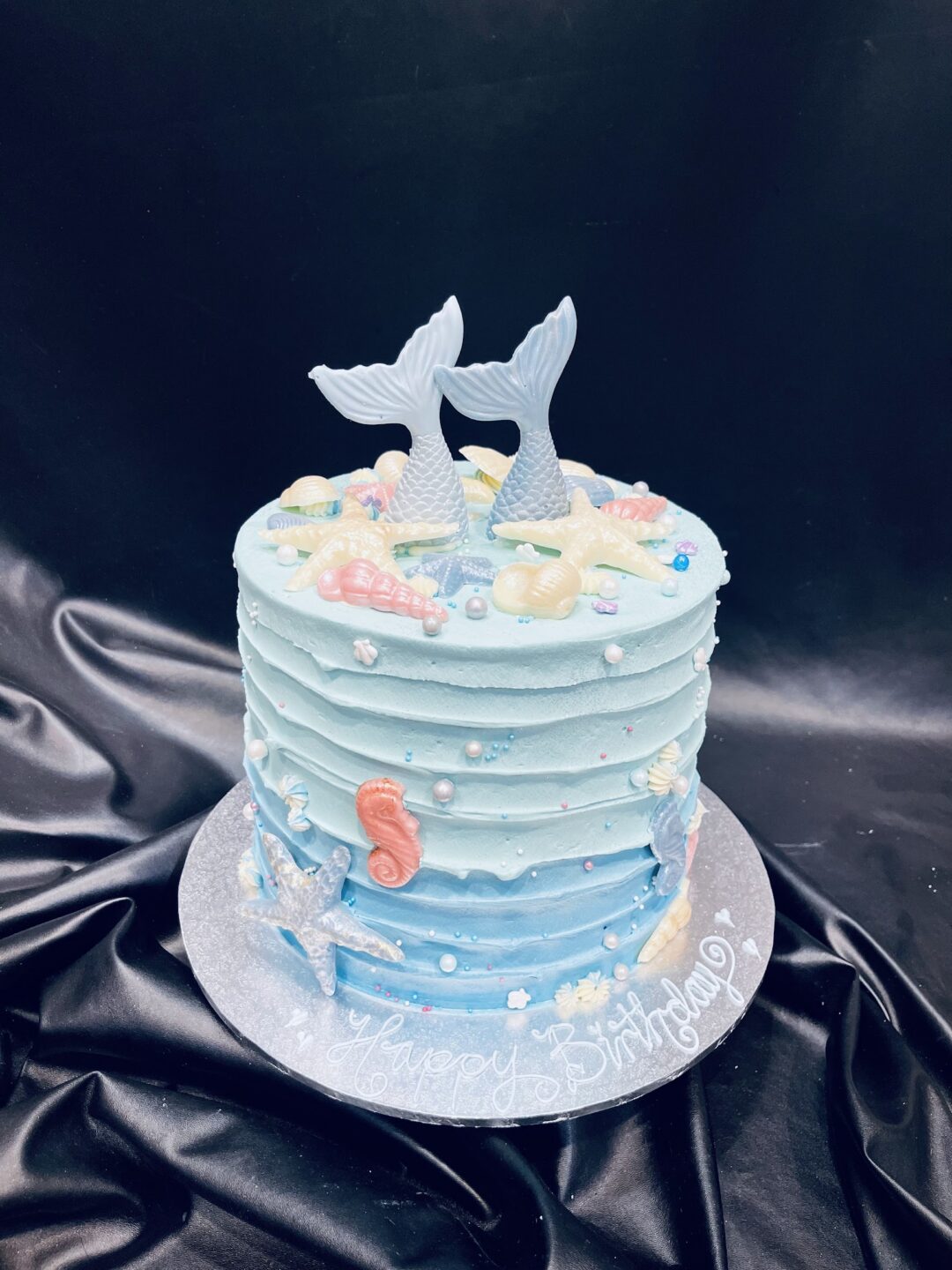Extended Height Ombre Buttercream with Mermaid Tails and Shells