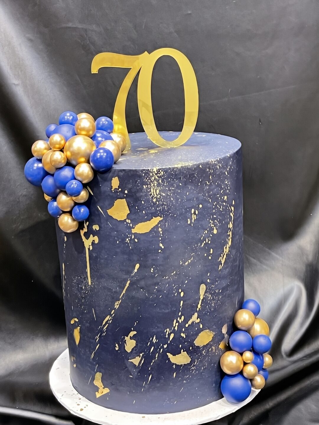 Navy Iced Extended Height with Foam Spheres, Gold Accents and Topper - Navy