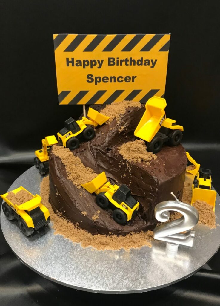 Construction Trucks and Diggers with Candle Heidelberg Cakes